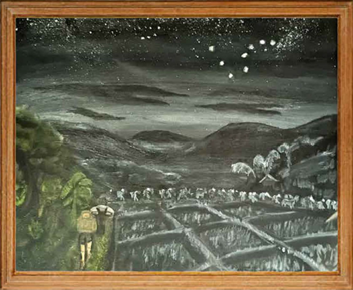 Painting: “Night Movement Behind the Lines” – Oil Paint - Artist: Suuzanne Eubank