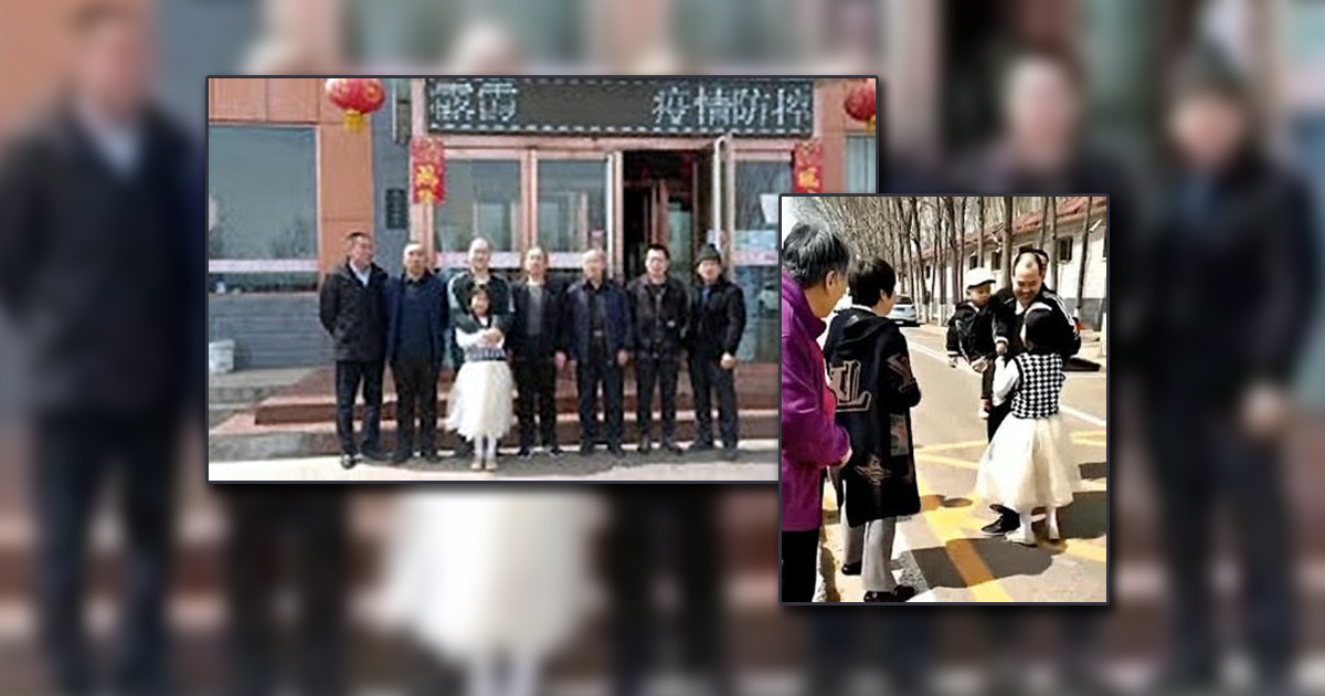 A group of believers / Wang Runyun excitedly greeting his family