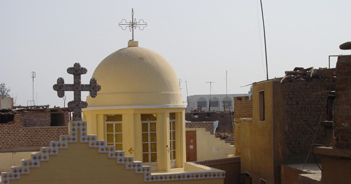 Crosses atop a church.