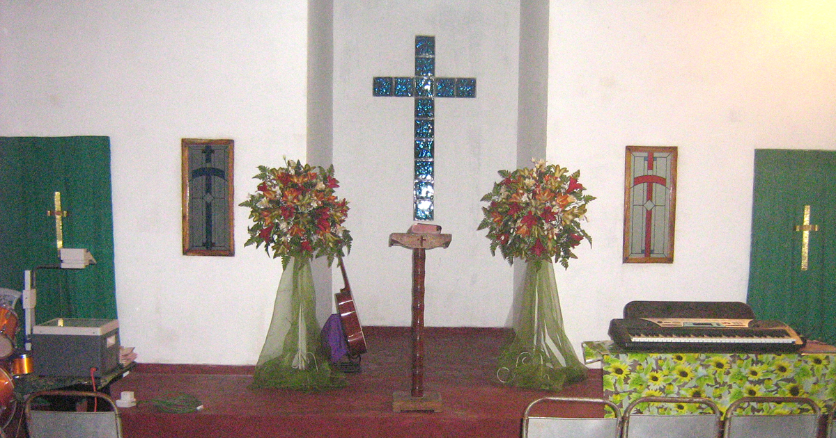 Interior of a small church.