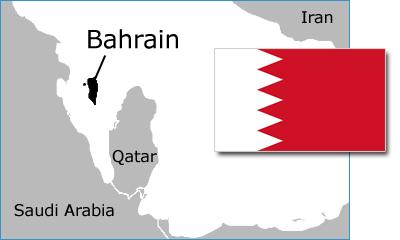 Bahrain map & flag