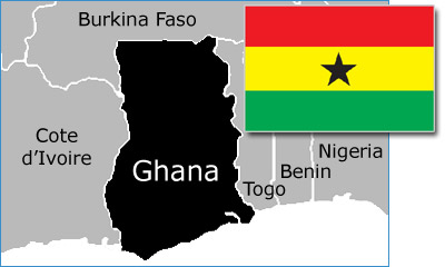 Ghana map and flag