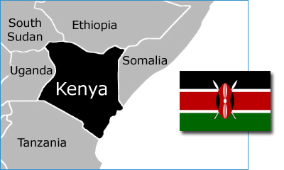 Kenya map & flag